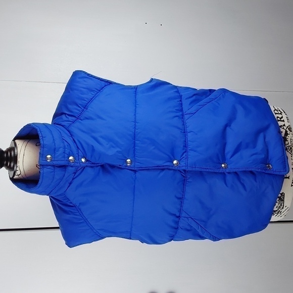 Roffe- Vintage Cropped Ski Vest Puffer Bright Royal Blue Down Filled Retro Sz.L - Picture 1 of 8